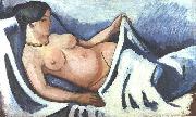 August Macke Reclining female nude painting
